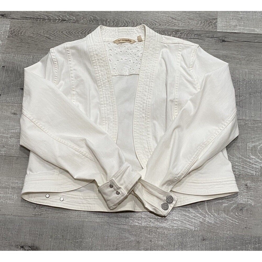 Soft Surroundings white Spring denim bolero Jean jacket size M